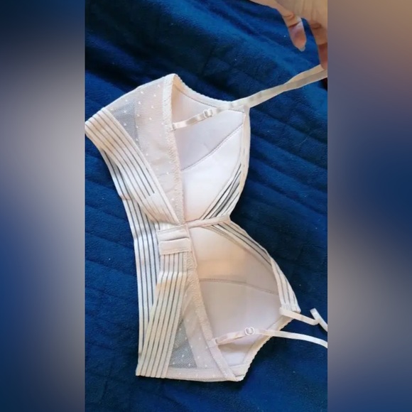 Bra Thin Triangular Woman Soft Seamless Backless Back Sexy Bralette Dot Mesh L - Picture 11 of 16